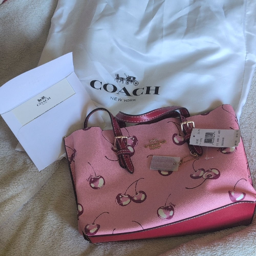 Coach Pink Cherry Print Tote Bag